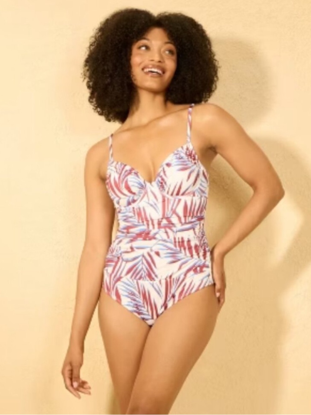 Shade & Shore Tropical Leaf One Piece Swimsuit - Multicolor Size Small NWT